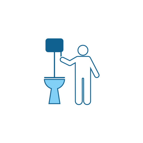 Icon of a man flushing water down the toilet